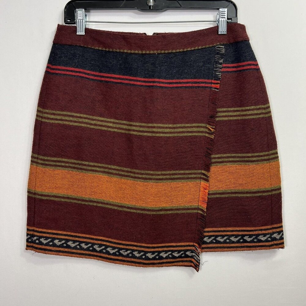 Ann Taylor Loft Wrap Blanket Skirt Short Wool Western Fringe